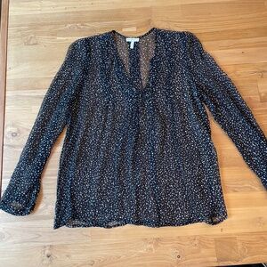 Joie Silk Chiffon Black White Abstract Dot Top S